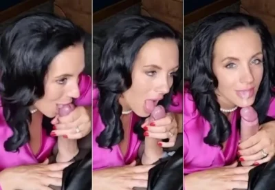 Брюнетка нежно отсосала и приняла сперму в ротик